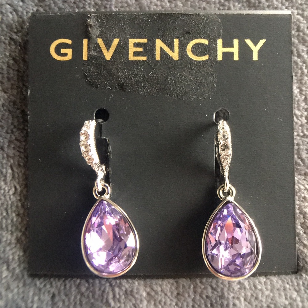 Givenchy Silver Earrings with Purple Crystal